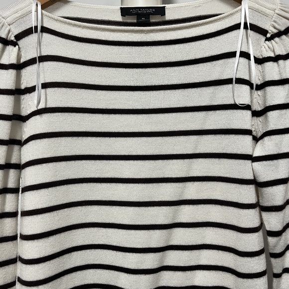 Ann Taylor | Women's AT Weekend Striped Crew Neck Knit Pullover - Picture 3 of 7